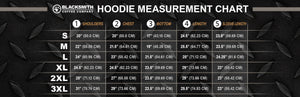 BW Blacksmith Hoodie Size Chart