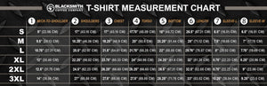 BW Blacksmith T-Shirt Size Chart