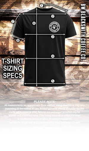 BW Blacksmith T-Shirt Size Chart