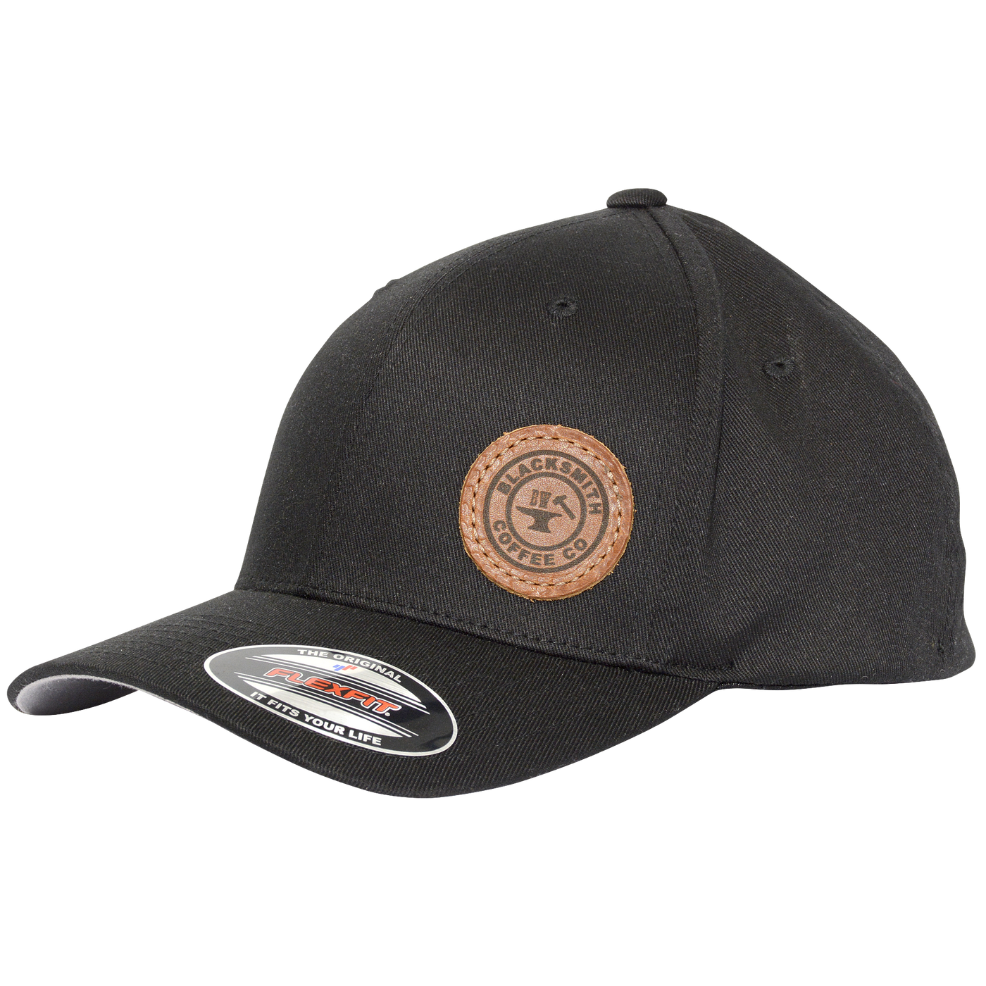 BW- Leather Patch (Side-Brand) Curved Bill FlexFit Hat