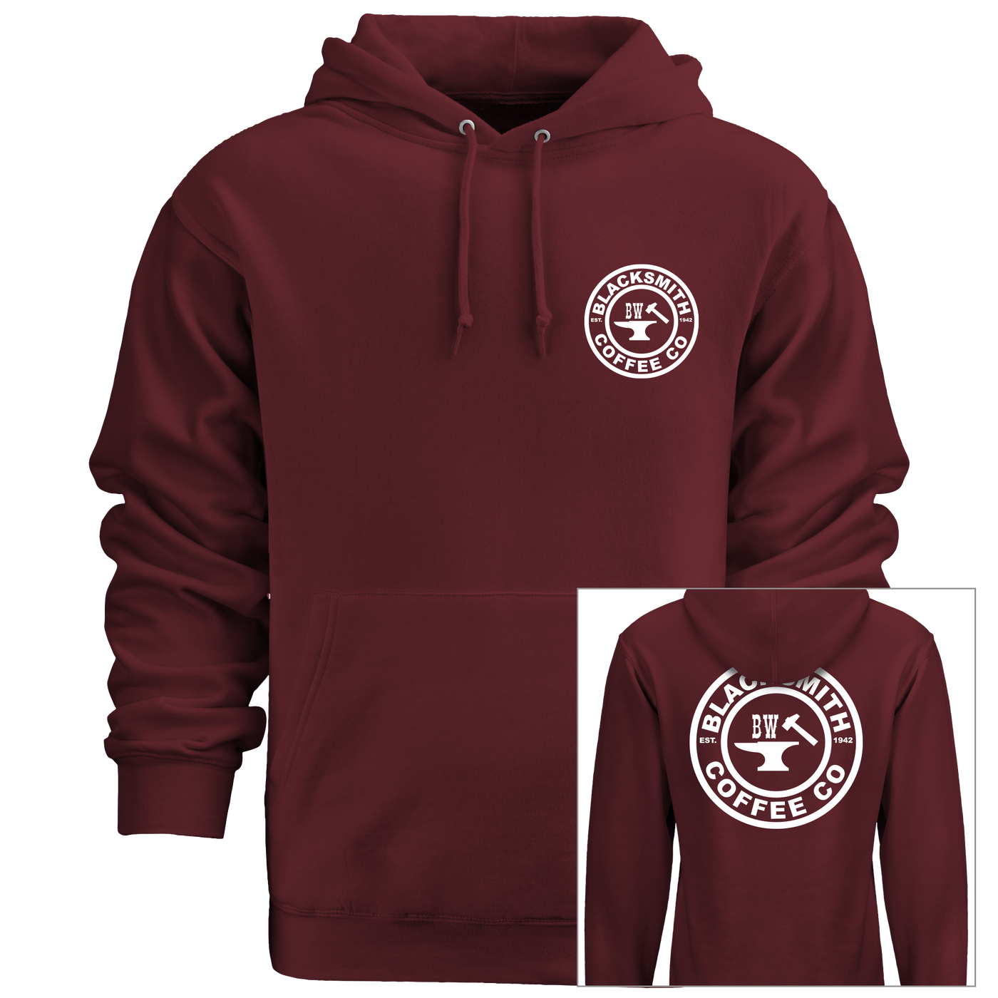 BW Blacksmith (Signature Series) Cotton Hoodie w/ front Pouch Pocket: Maroon